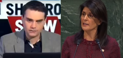 Ben Shapiro and Nikki Haley. Photo compiled from the videos.